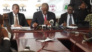 Amama Mbabazi at TDA news conference